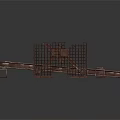Rusted Metal Staircase Structure With Industrial Style Support Posts And Steps