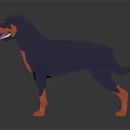 Low Poly Dog in Dark Blue and Orange Standing with Tongue Out on Dark Background