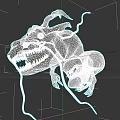 Reptile 3D Model With Open Mouth Sharp Teeth Yellow Eyes And Orange Tentacles