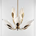 Unique Shaped Chandelier with Transparent Petal Design and Gold Accents in Modern Style