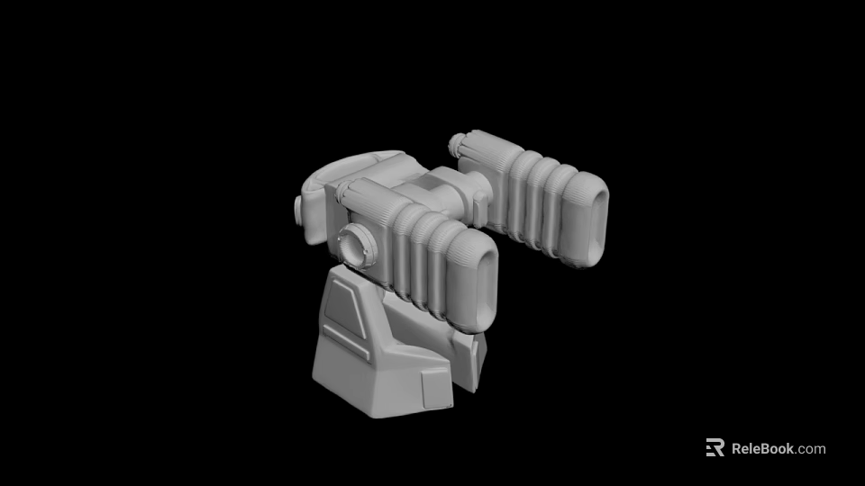 Gray 3D Mechanical Component Model With Tubular And Block Structures 3d model 
