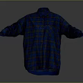 Oversized Blue Plaid Long Sleeve Collared Casual Shirt With Front Pocket