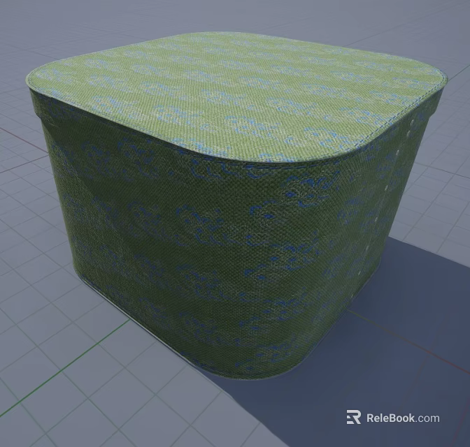Green Woven Patterned Decorative Box With Textured Surface And Square Design 3d model