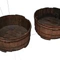 Rustic Wooden Barrel Shaped Washbasins Set of Two for Bathroom Design