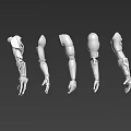 Various Mechanical Arm 3D Models With Detailed Joints And Robotic Hand Designs