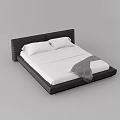 Modern Double Bed With Black Headboard White Sheets And Gray Throw Blanket 3d model
