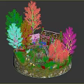 Detached Villa Surrounded By Trees With Small Waterfall Stream Lush Grass And Mossy Ground