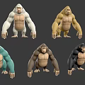 Different Colored 3D Gorilla Models Collection For Design Projects And Displays