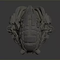 Mechanical Sci Fi Helmet With Yellow Glowing Eyes And Intricate Metallic Structure