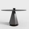 Black Round Dining Table With Conical Base Topped With Black Cup 3d model