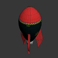 Red Black Rocket Bomb Featuring Yellow Warning Stripes Atomic Symbol Red Fins Silver Base