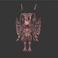 Black Mythical Creature Sculpture With Intricate Spiked Wings And Dark Details