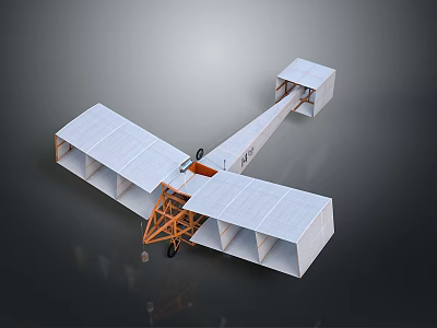 Vintage Biplane Airplane With White Wings Orange Frame And Open Cockpit Design 3d model