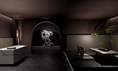 Qui Ji Reception Area Resort Hotel Reception Area Tea Room 3d model