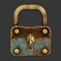 Vintage Brass Padlock Hardware Tool With Rustic Key And Antique Design Details