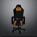 Black And Orange Ergonomic Gaming Chair With Adjustable Armrests And Wheels