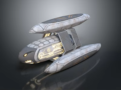 Futuristic Transport Craft With Multi Layered Streamlined Structure And Illuminated Details 3d model