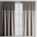 Elegant Modern Gray And White Double Layer Curtains For Home Interior Design 3d model