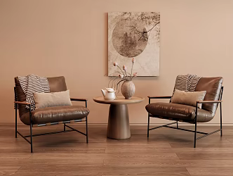 Leisure Tables and Chairs Leisure Chairs Leather Chairs Negotiation Tables and Chairs Round Hanging Pictures 3d model