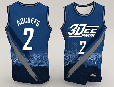 Blue Basketball Jersey With Number 2 And City Graphic 3d model