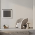 Modern Beige Leisure Chair With Small Round Side Table And Wall Artwork 3d model