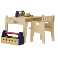 Wooden Children's Desk With Chair Toy Tools Building Blocks And Storage Box