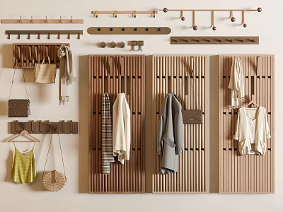 Wall Mounted Hooks For Organizing Clothes And Bags 3d model