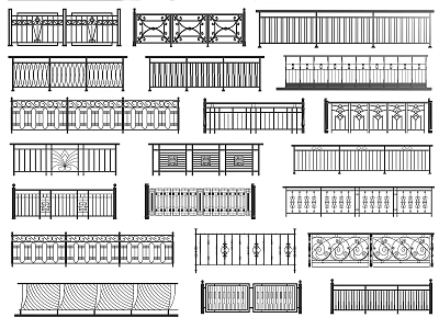 Various Decorative Fence Designs With Ornate Patterns And Metal Structures 3d model