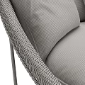 Modern Wicker Leisure Chair With Beige Cushions And Silver Metal Legs