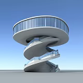 Spiral Modern Tower With Glass Curtain Wall And Observation Deck Architectural Design 3d model