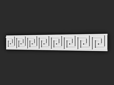 White Long Strip Decorative Component With Spiral Geometric Patterns For Architectural Design 3d model