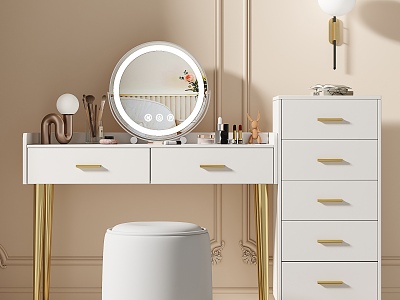 Modern Light Luxury Dressing Table Integrated Cabinet 3d model