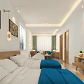 Modern Open Living Room With Sofa Coffee Table And Decorative Paintings