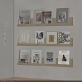 Modern Wooden Bookshelf with Art Books and Design Magazines on Shelves