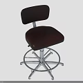 Modern Dark Brown Leather Swivel Bar Stool With Silver Metal Base Design