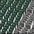 Colorful Mechanical Keyboard Keycaps Arranged Neatly in Green Gray Purple Red
