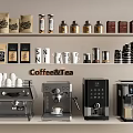 Essential Coffee And Tea Kitchen Appliances With Stylish Display And Containers 3d model
