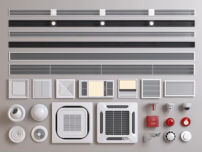Various Air Vent Types And HVAC Fixtures 3d model