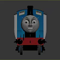 Electric Toy Train With Blue Locomotive And White Passenger Carriage