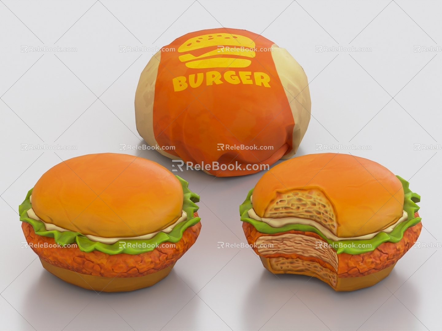 Cartoon Burger Cartoon Food 3d model