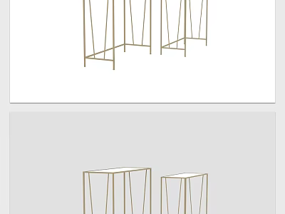 Modern Console Table Design With Gold Metal Frame And White Top 3d model