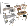 Modern Home Office Desks With Wooden And White Designs Chair Lamp And Stationery
