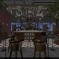 Modern Luxury Restaurant Design With Wooden Bar Counter Comfortable Seats And Fresh Indoor Green Plants
