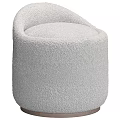 White Plush Ottoman with Curved Design Modern Home Comfortable Seating Furniture