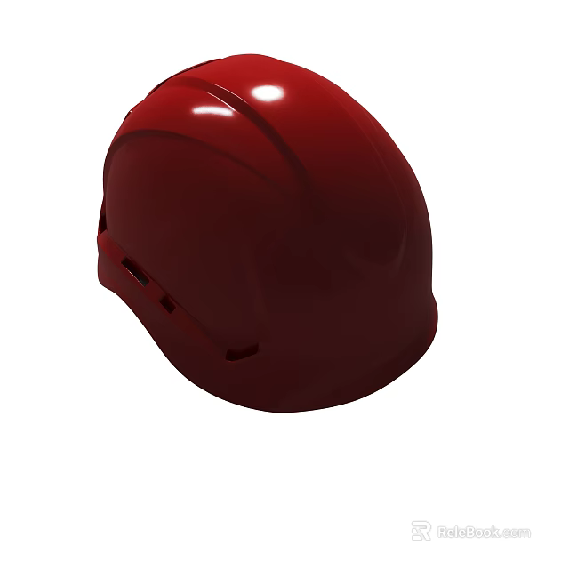 Shiny Red Safety Helmet With Durable Shell For Construction Worksite Safety 3d model