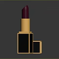 Woman Applying Luxury Red Lipstick with Golden Case and TF Logo Packaging