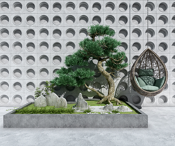 New Chinese style landscape sketch courtyard small scenery 3d model