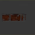 Abandoned Red Brick Building Model With Damaged Metal Roof And Weathered Stone Ground