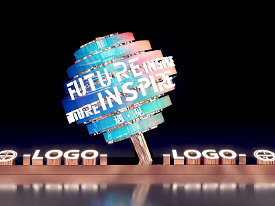 Colorful 3D Structure Photo Check In Spot with FUTURE INSPIRE Lettering and Logo Elements 3d model