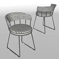 Modern Leisure Chairs With Black And White Striped Upholstery And Metal Frame Design